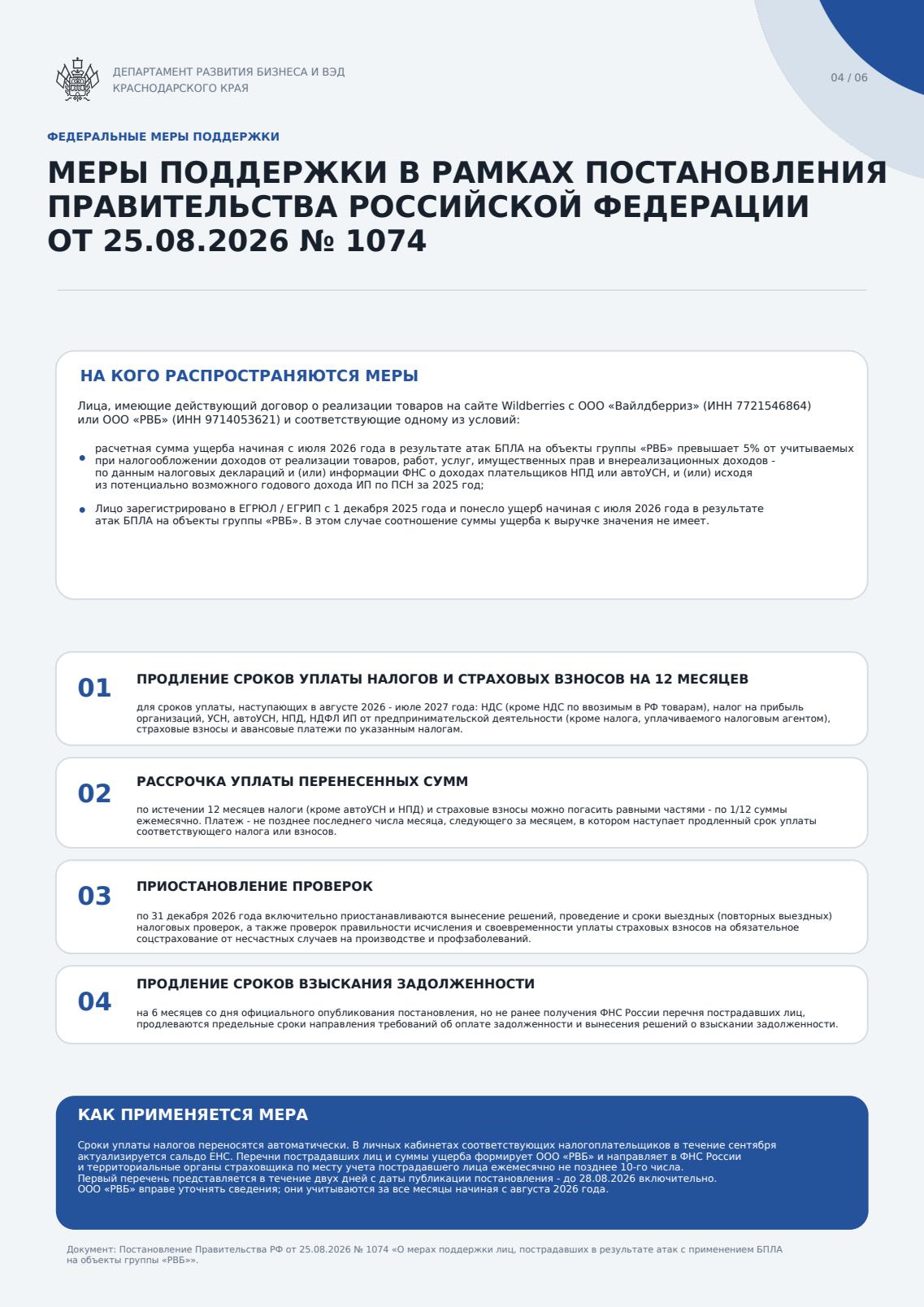 Меры поддержки пострадавшим предпринимателям